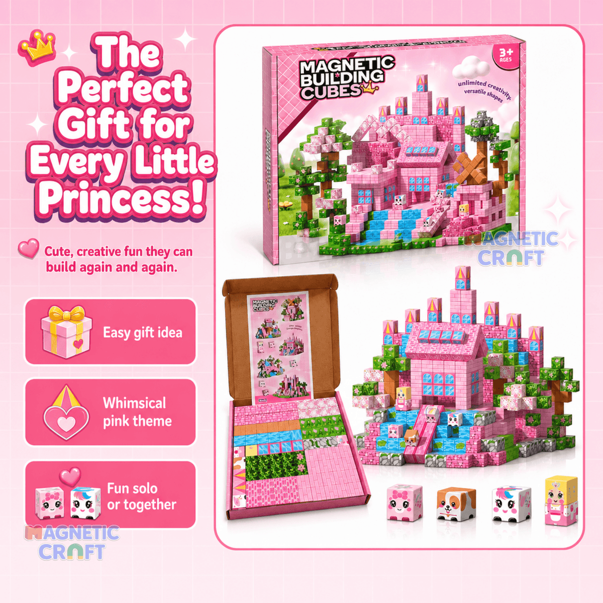 Pink Paradise 100 PCS Magnetic Cubes
