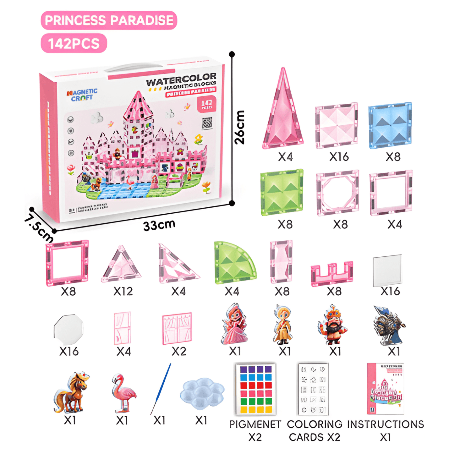 Princess Watercolour Magnetic Tiles
