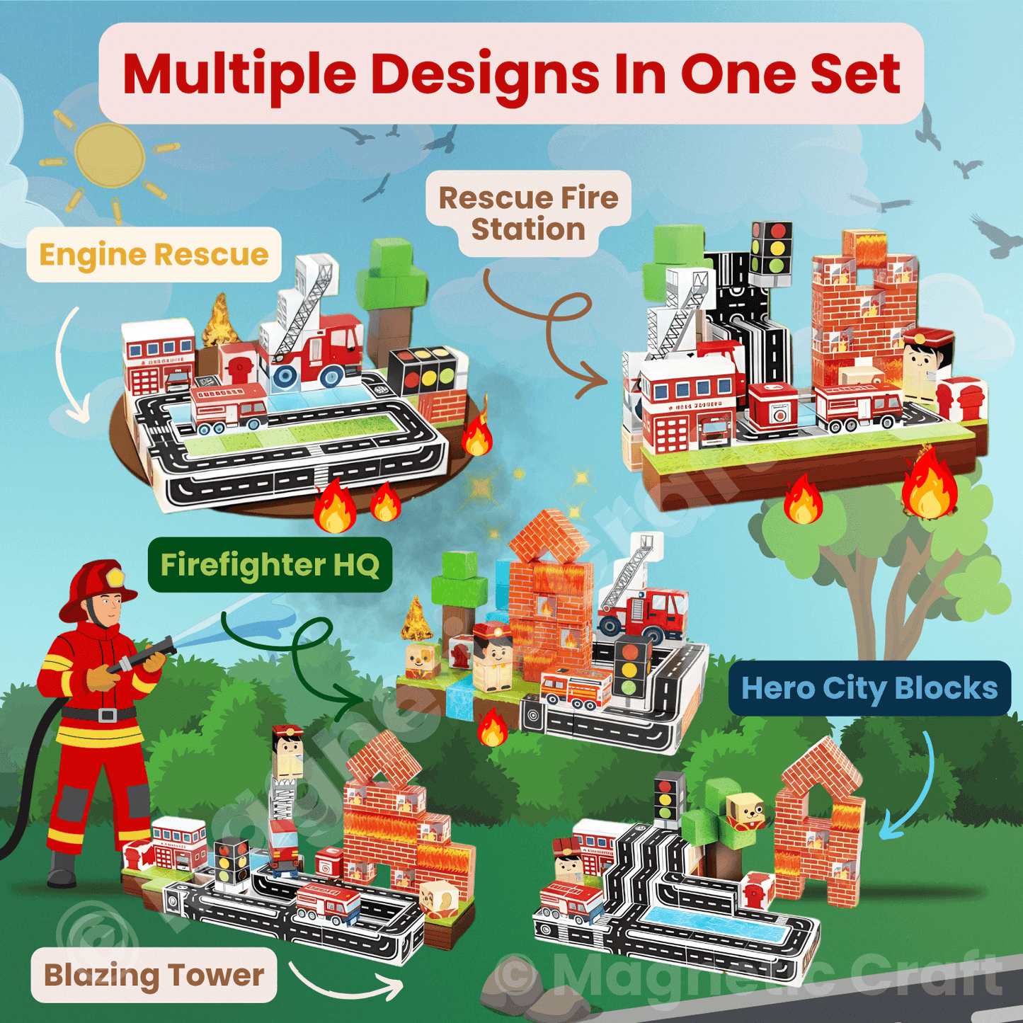 The Builders & Bravehearts Bundle Magnetic Blocks