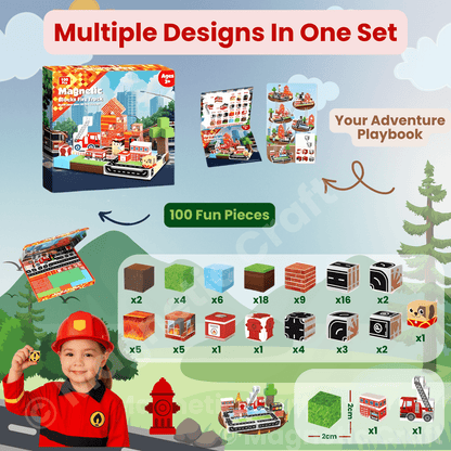 Fire Station World 100 PCS Magnetic Cubes