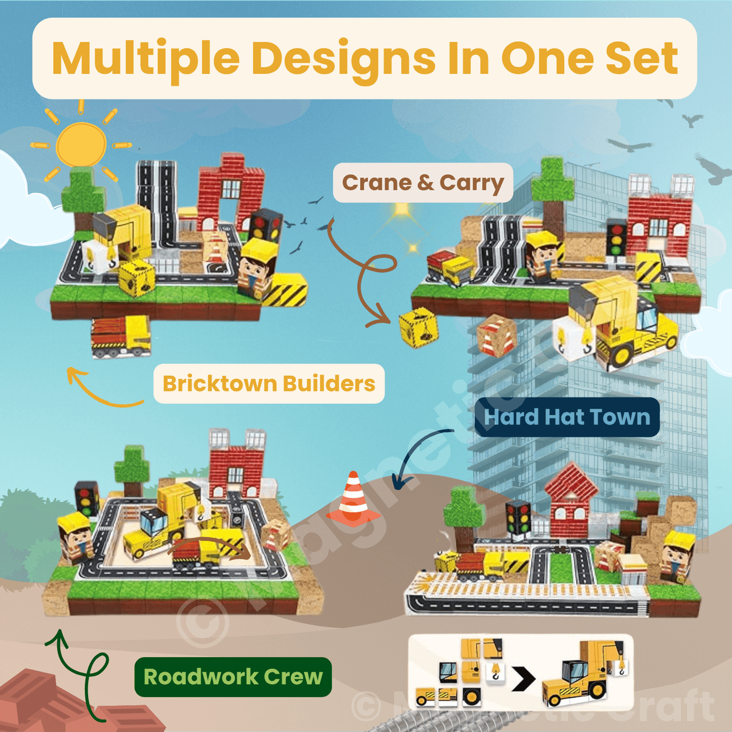 The Builders & Bravehearts Bundle Magnetic Blocks