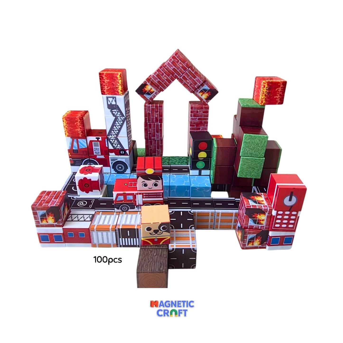 Fire Station World 100 PCS Magnetic Cubes