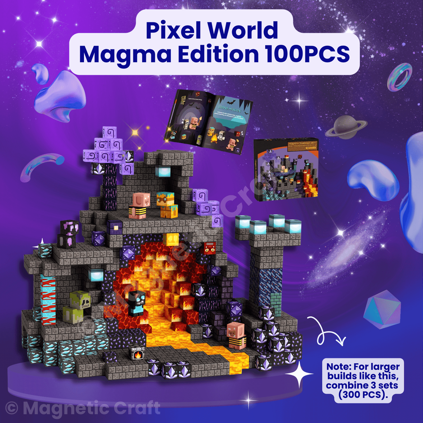 Pixel World Magma Edition 100 PCS Magnetic Cubes