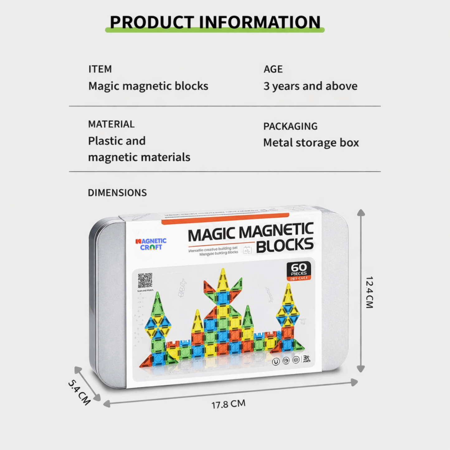 Mini Magnetic Tiles 60 PCS